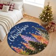 thumbnail image 5 of Merry Christmas Washable Round Area Rug 3 ft, Winter Green Orange Xmas Trees Navy Blue Backdop Soft Non‑Slip Rugs Stain Repellent Indoor Mats for Entryway, Bathroom, Bedside, Hallway Nook, 5 of 9