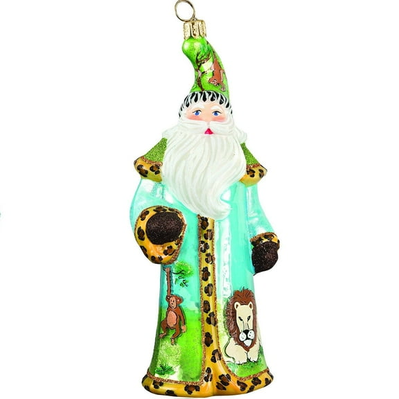 Glitterazzi Safari Santa Polish Glass Christmas Ornament