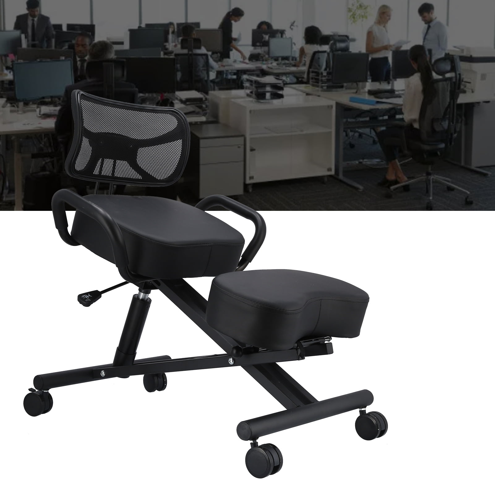 EECOO Ergonomic Kneeling Chair,Ergonomic Kneeling Chair Adjustable Posture  Correction Knee Stool with Back Support,Posture Chair 