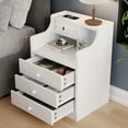 thumbnail image 6 of Set of 2 Night Stand with Hutch and 3 Storage Drawers,NightStand with  USB Port Charging Station,Modern Bedside Table for Bedroom,White-2PCS, 6 of 10