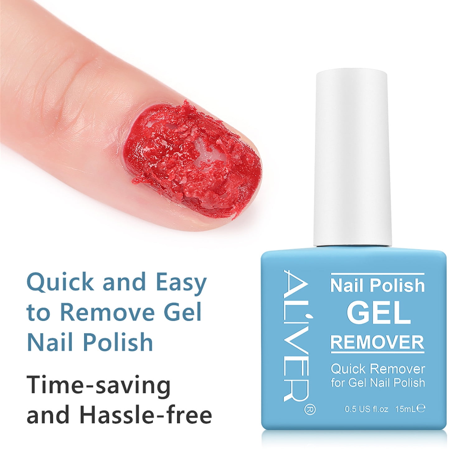 Gel Nail Polish Remover for Nails, Gel Polish Remover - Quickly & Easily Removes Gel Nail Polish Within 2-4 Minutes, No-irritating, 0.5 Fl Oz