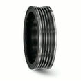 thumbnail image 5 of Edward Mirell Black Ti Polished Grooved Concave Ring, 5 of 8