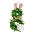 thumbnail image 2 of Corona de Pascua para puerta de entrada. Corona en forma de conejito con orejas y lazo. Letrero de bienvenida. Blanco, 2 of 9