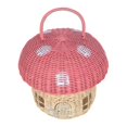 thumbnail image 1 of Handmade Rattan Mushroom-shaped Storage Basket- Cute Handmade Handcrafted Gift Decoration Artwork Rattan, Pink, 1 of 5