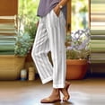 thumbnail image 3 of Beach Pants for Women 2026 Spring Summer Relaxed Fit Elastic Waist Straight Leg Cotton Linen Cropped Pants with Pockets, 3 of 5