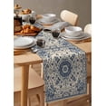 thumbnail image 6 of Blue Boho Table Runner 108 Inches, Rustic Southwestern Ethnic Geometric Bed Runner Dresser Scarves Tabletop for Indoor Outdoor Parties/Ceremony/Banquet, 13"x 108", 6 of 8