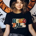 thumbnail image 3 of Hello Fall Graphic T-Shirt | Retro Autumn Letter Print Tee, CarolinaBlue, Size M, 3 of 6