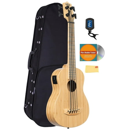 Kala UBASS-BMB-FS Bamboo Fretted Acoustic-Electric U-Bass Bundle with Case, Tuner, Austin Bazaar Instructional DVD, and Polishing Cloth