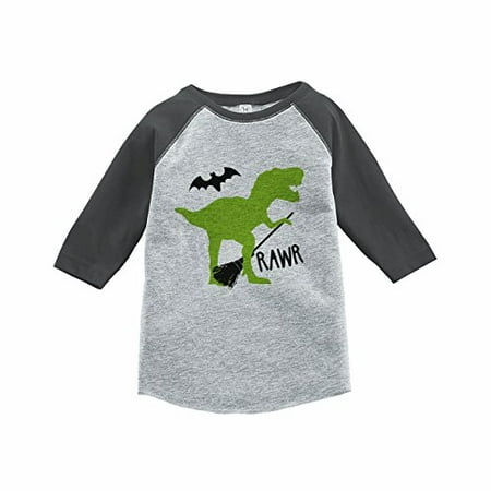 

7 ate 9 Apparel Boy s Dinosaur HalloweenBaseball Tee Grey
