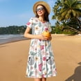 thumbnail image 4 of Disketp Cute Cartoon Sloth para Vestido de Manga Corta para Mujeres, Vestidos de Verano para Mujeres, Casual y Holgado para la Playa, 4 of 6