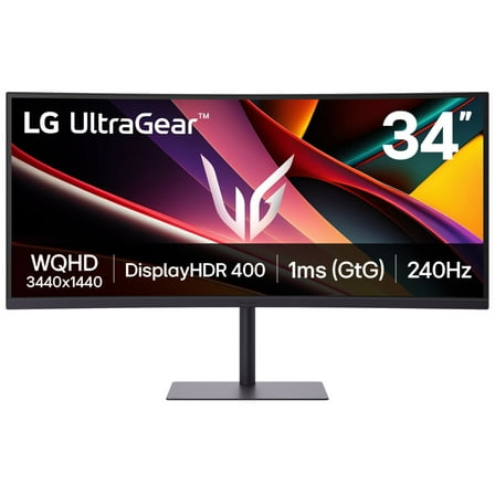 LG 34" UltraGear WQHD 1440p 240Hz Curved Gaming Monitor, Black, 34G630A-B