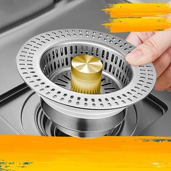 Ohmyroo Stainless Steel Kitchen Sink Filter Screen, Vegetable Sink Leak Stopper Plug, Dishwasher Safe Drain Cover with Bouncing Core, Durable Sink Strainer Insert