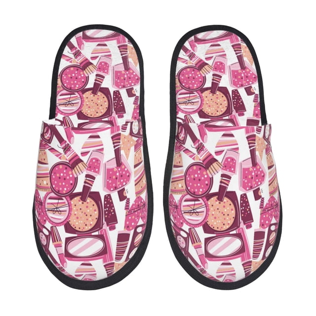 Balery Cute Girl Pantuflas de Casa de Felpa Silenciosas con Diseño Estampado, Zapatillas Cómodas Antideslizantes de Algodón para Interior-Large