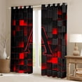 thumbnail image 2 of Erosebridal Letter Monogrammed A Boy Blackout Curtains Set of 2 (52x84 Each),Teens Children Black Red Futuristic Cubes Window Curtains, 2 of 6