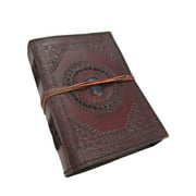 Angle View: Embossed Leather Blue Stone 120 Page Unlined Journal