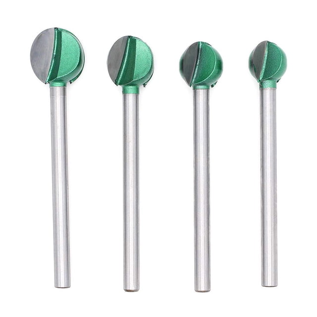 4 piezas de 6 mm, vástago de 16/18/20/22 mm, hoja de bola de aleación de acero de tungsteno, enrutador de leñador, cortador de ranurado de carpintería de fondo redondo para herramienta de corte de