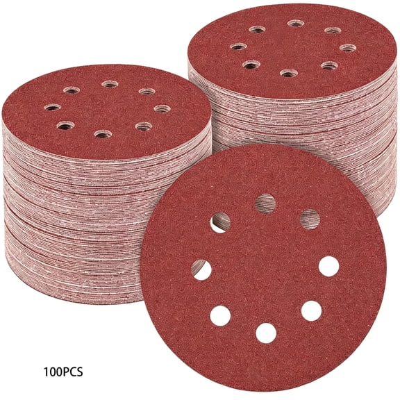 RAGUPEL 100 Pcs 5 Inch Sanding Discs 120 Grit,Round Hook and Loop Sandpaper for Orbital Sander