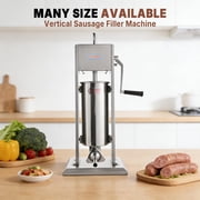 Hakka Brothers 5 L/11 lb Stainless Steel Vertical Manual Sausage Stuffer, Meat Filler with 2-Speed Gears and 4 Stuffing Tubes