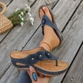 thumbnail image 4 of Modstep Orthopedic Flowers Wedge Women Sandals with Arch Support Summer Beach Wide Width Slides Indoor Outdoor Walking Shoes size 7.5 Blue, 4 of 6