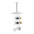thumbnail image 3 of Square 3-functions thermostatic valve, shower head, bath spout or simultaneously, chrome finish, 3 of 8