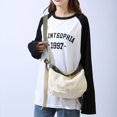thumbnail image 2 of Bolsos de hombro de lona para mujer Bolso bandolera de gran capacidad Bolso sólido (Blanco), 2 of 6