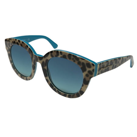 New Dolce Gabbana 4235 Womens/Ladies Designer Full-Rim 100% UVA & UVB Snow Leopard Print / Teal Color Combination Genuine Stunning Hot Frame Gradient Blue Lenses 49-23-140 Sunglasses/Sun Glasses