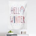 thumbnail image 1 of Winter Tapestry, Hello Winter Typographic Text with Funny Face in a Hat Surrounded by Snowflakes, Fabric Wall Hanging Decor for Bedroom Living Room Dorm, 5 Sizes, Multicolor, by Ambesonne, 1 of 1