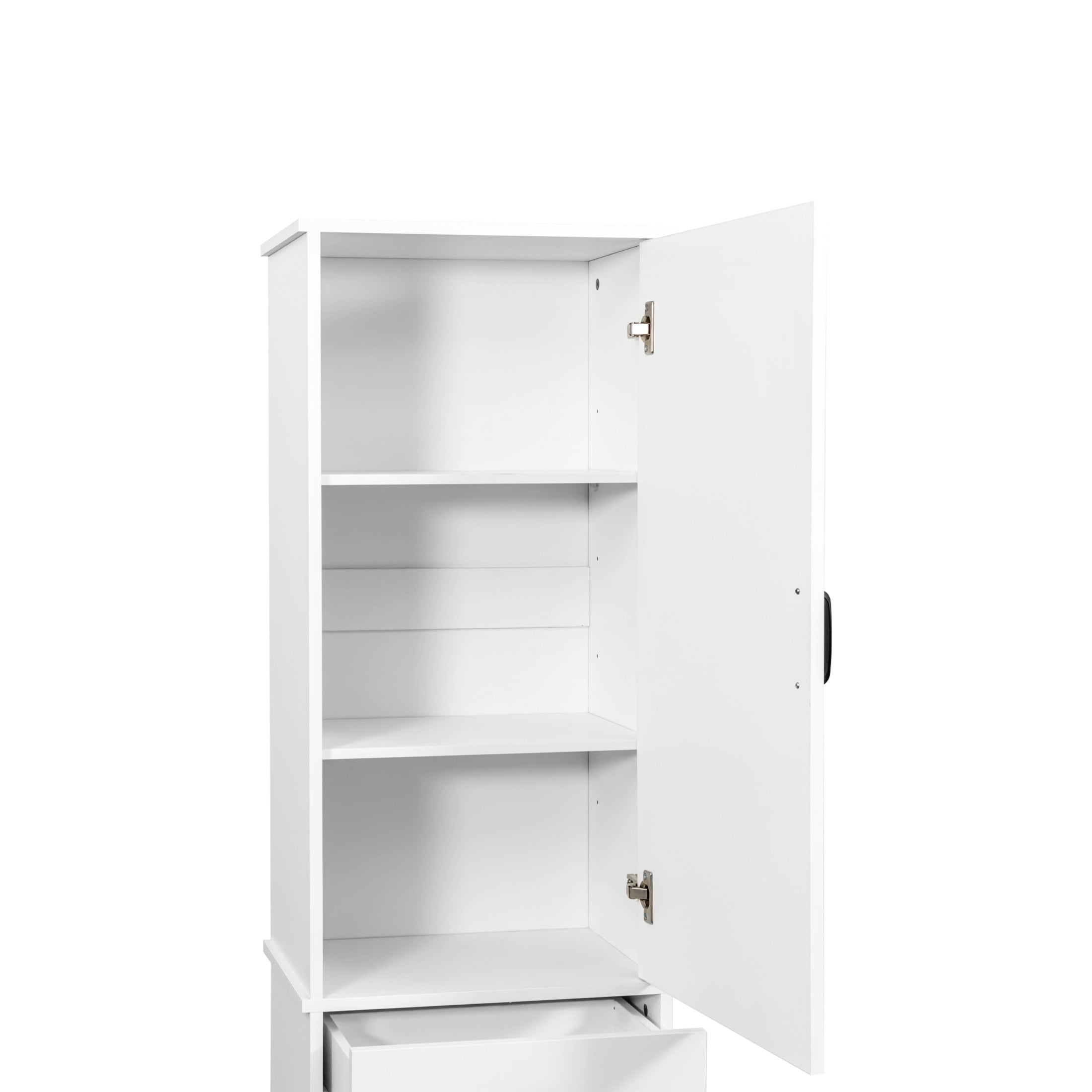 Noble House Eira 70.9" Laundry Cabinet, Drawer and Shelf, Pull-Out Hamper with Removable Bags, Slim Tower, White