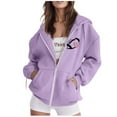 thumbnail image 3 of Women's Fashionable Rugby Printed Zipper Long Sleeved Pocket Drawstring Casual Sports Hoodie (11), 3 of 5