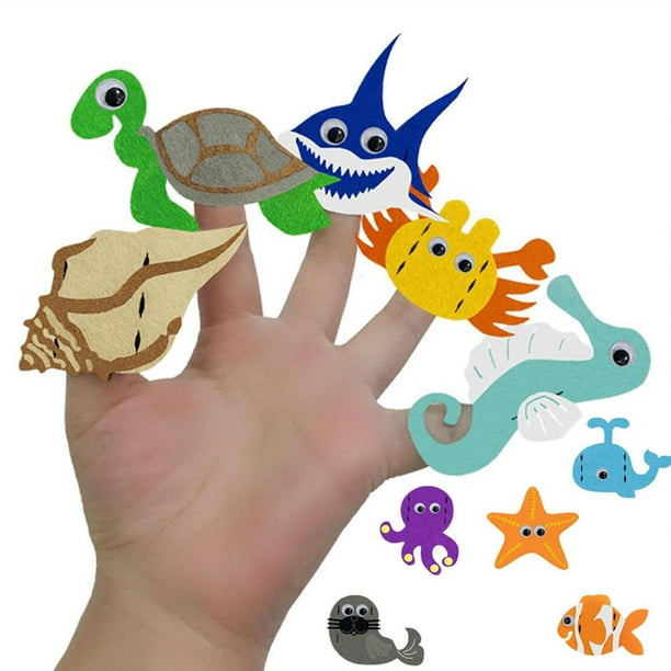 ZheElen 10PCS DIY Finger Puppet Craft Kits for Kids DIY Animal Finger Puppets Making Kit Educational Toys