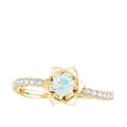 thumbnail image 4 of 1/2 CT Ethiopian Opal and Diamond Flower Engagement Ring, Round Shape Ethiopian Opal Solitaire Engagement Ring, October Birthstone Ring, 18K Yellow Gold, US 8.50, 4 of 9