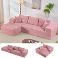thumbnail image 4 of MUZZ 113" Modular Sectional Sofa, L-Shaped Cloud Couch with Deep Seat,  Corduroy Living Room Sofa, Iron frame, Pink, 4 of 10