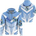 thumbnail image 3 of Sudadera con capucha de gran tamaño con estampado 3D de la bandera del emblema de Uruguay de la calle con cremallera y ropa deportiva diaria de primavera y otoño de 2024, 3 of 5