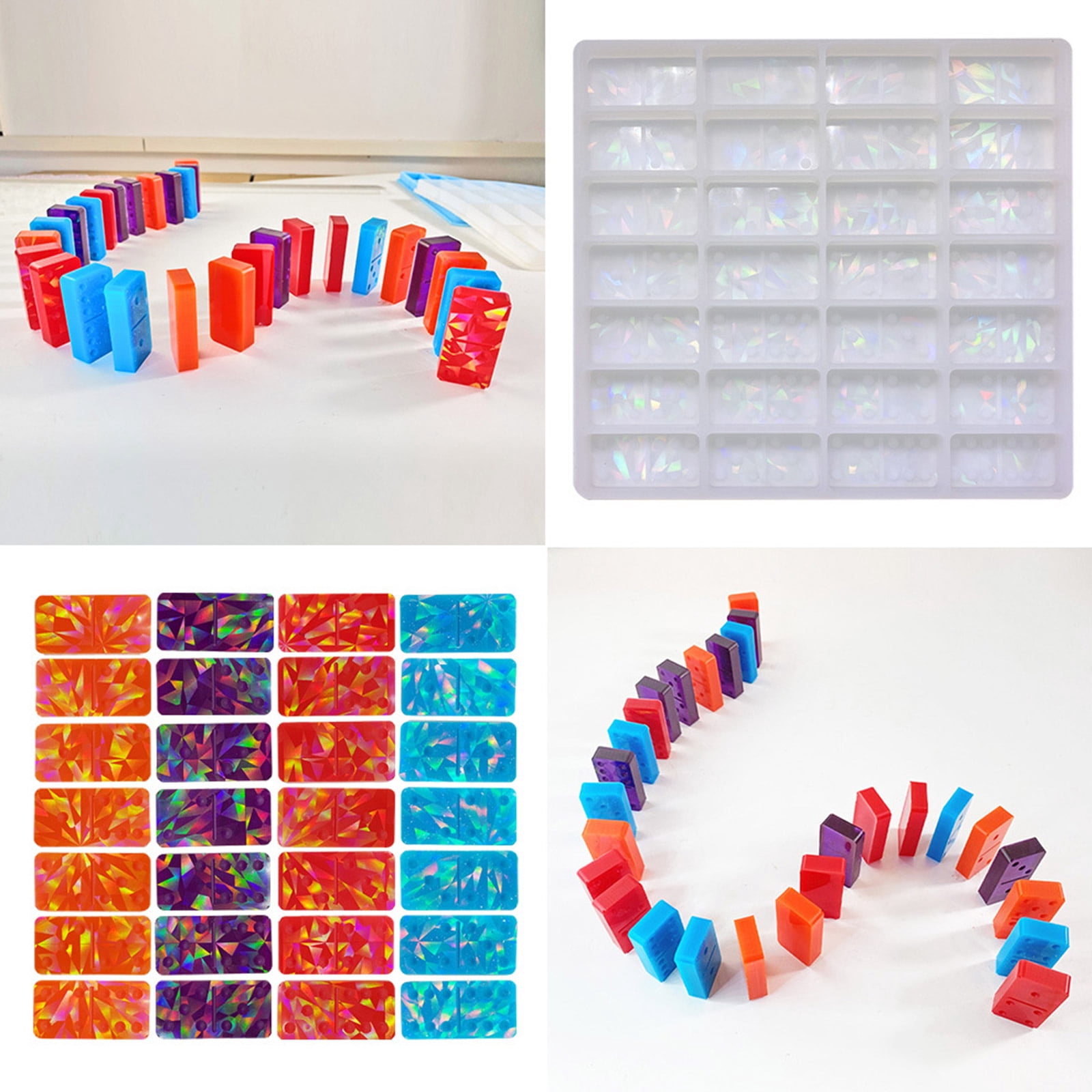 COMEET Resin Pattern,Light and Shadows Epoxy Resin Molds Holographics Dominos Game Silicone Molds for Ornaments Resin Art