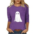 thumbnail image 2 of Jsaierl Women's Halloween Shirts Cute Pumpkin Ghost Graphic Tees Work Crewneck T-shirt 3/4 Sleeve Tunic Blouse Tops Halloween Gifts, 2 of 5