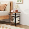 thumbnail image 4 of Barara King Set of 2 End Tables with 3-Tier Storage Shelves and Metal Frame for Living Room, Bedroom, Lounge Accent Furniture Pair, Rustic Brown, 4 of 4