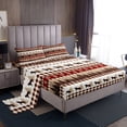 thumbnail image 1 of Wolf Full Size Bed Sheets Set,Rustic Checkered Buffalo Plaid Flat Fitted Sheet Lightweight,Geometric Bear Paw Print Sheet Set,Botanical Pine Tree Woodland Bedding Set with Deep Pocket, 1 of 6