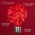 thumbnail image 3 of LEDimagine G80 Fairy Light Bulb, 50 Red LED Diodes Inside, Clear Glass Finish, E26 Base, 3 of 5
