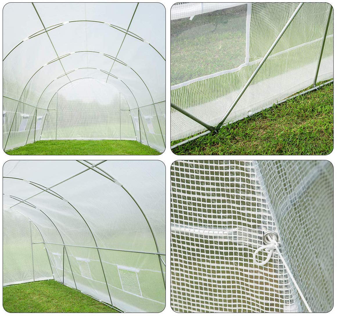 Mellcom 20 x 10 x 7 Greenhouse Large Gardening Plant Hot House Portable Walking in Tunnel Tent,Green 
