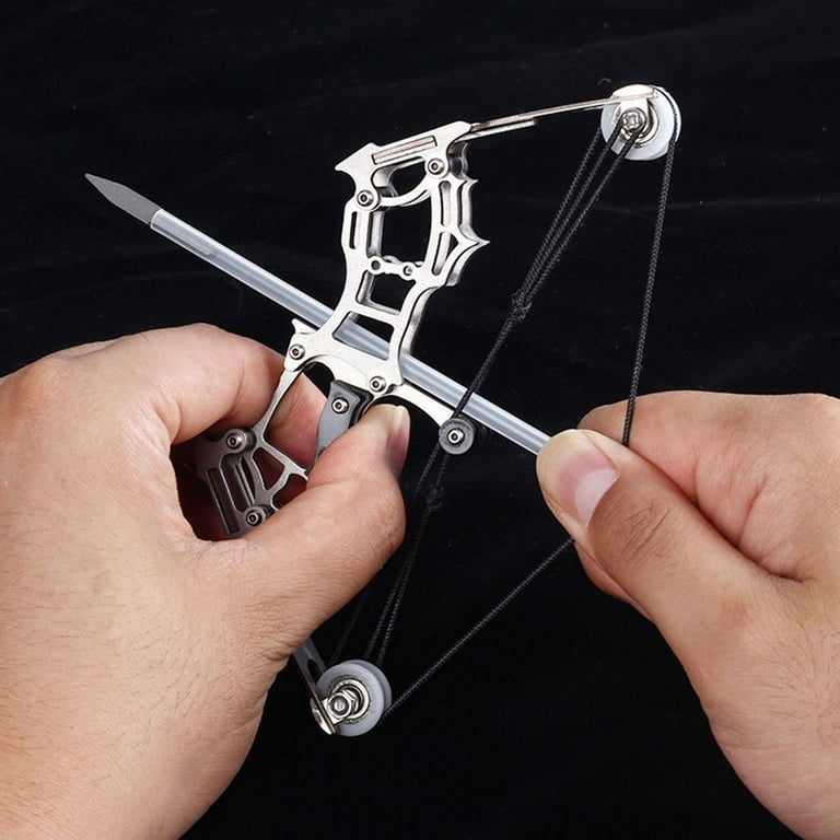 Mini Bow Miniature Crossbow Metal Model Finger Miniforce Toys Complex Arrow  Child