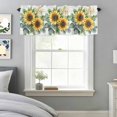 thumbnail image 3 of Summer Sunflower Green Leaves Valances for Windows,Kitchen Valance Rod Pocket Short Curtain, Watercolor Yellow Floral Valance Curtain Window Valances for Bedroom Bathroom Living Room 42x12in, 3 of 9