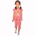 thumbnail image 1 of Chemises pour Filles, Ensemble Deux Pièces Été Col Rond Petit Imprimé Manches Courtes Manches Volantes Taille Élastique Pantalon Court, 1 of 5