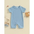 thumbnail image 2 of Suealasg Baby Girls Boys Shorts Jumpsuit Newborn Romper Solid Color Short Sleeve Crew Neck Infant Summer Clothes for Boys Girls, 2 of 9