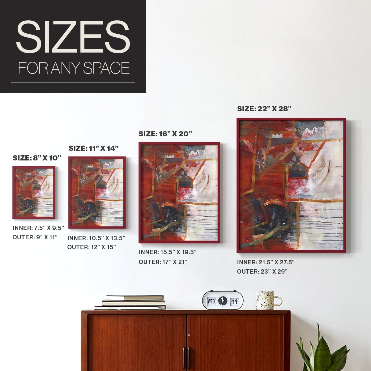 City Life IV Framed Print in Red Solid Wood Framed Print No Nail Hanging