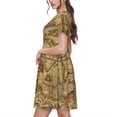 thumbnail image 2 of Easygdp World Map1 para Vestido Transpirable de Mujer, Vestido Suelto de Manga Corta con Pliegues y Bolsillos para el Verano, 2 of 6