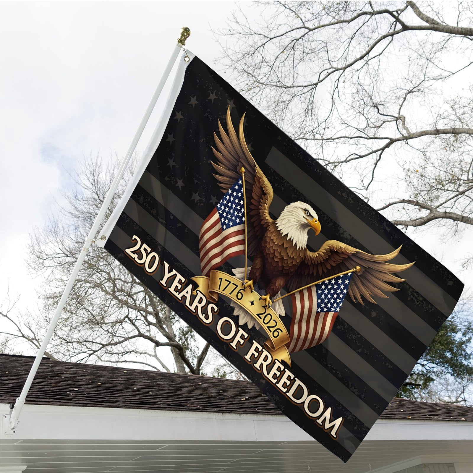 250 Anniversary USA Flag Double Sided 3 Ply 250th Year American Anniversary Flags 3x5 Ft Outdoor Heavy Duty 1776-2026 Merchandise Banner with Durable Canvas Header Brass Grommets