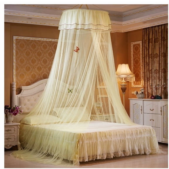 Ceiling dome small fresh mosquito net, student mosquito net, princess circular mosquito net, small fresh dome yellow with light