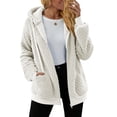 thumbnail image 3 of Women's Winter Fleece Jacket Zip Up Hooded Sherpa Fuzzy Coat Solid with Pockets Warm Fluffy Outerwear, 3 of 6