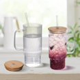 thumbnail image 6 of 32oz Ribbed Glass Cup with Handle Bamboo Lid and Straw, Glass Tumbler, Iced Coffee Cups Hot/Cold Drinks (Yellow Handle), 6 of 8
