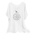 thumbnail image 1 of Pompotops Spring And Summer Women's Cotton And Linen Printed Round Neck Short Sleeved Top Clearance, 1 of 4